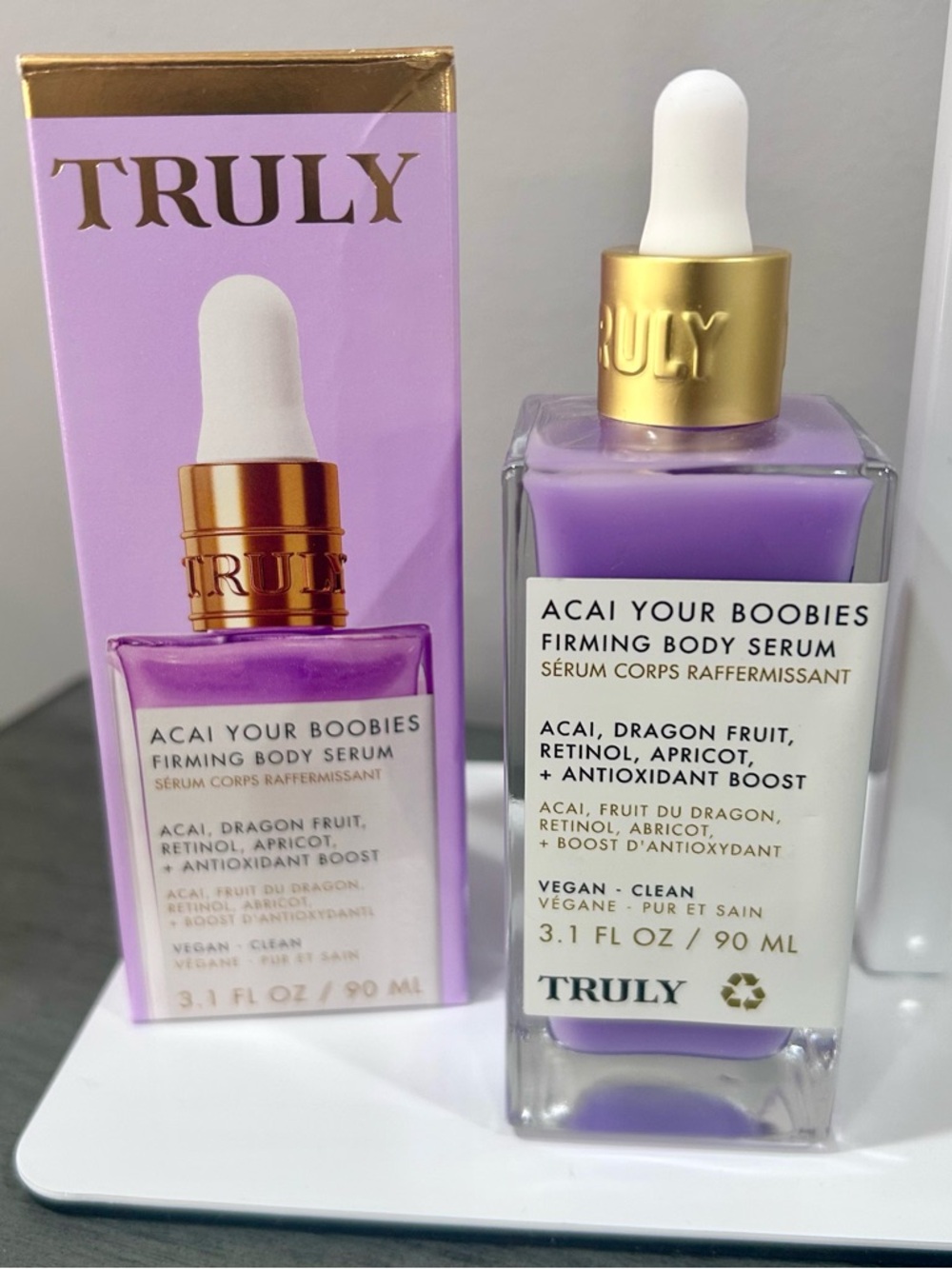 TRULY Acai Your Boobies Firming Body Serum - Purple & Gold Bottle